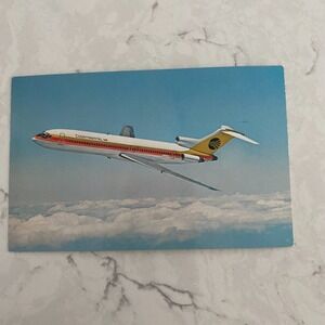 Vintage Continental Airlines Boeing 727 Trijet Chrome Flight Airplane‎ Postcard